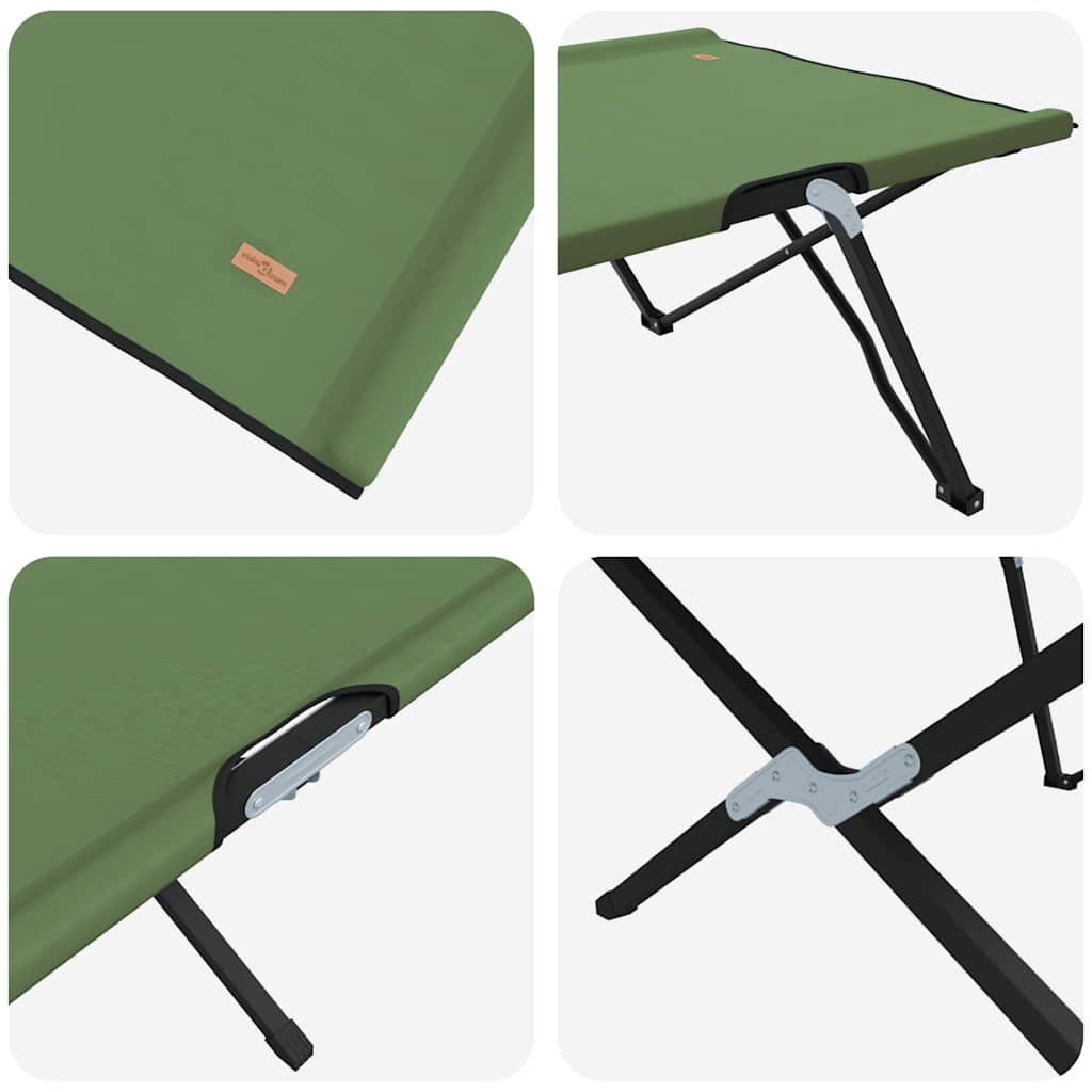 Folding Camping Bed Folding Manual 2 pcs Green 206 x 76 x 74 cm