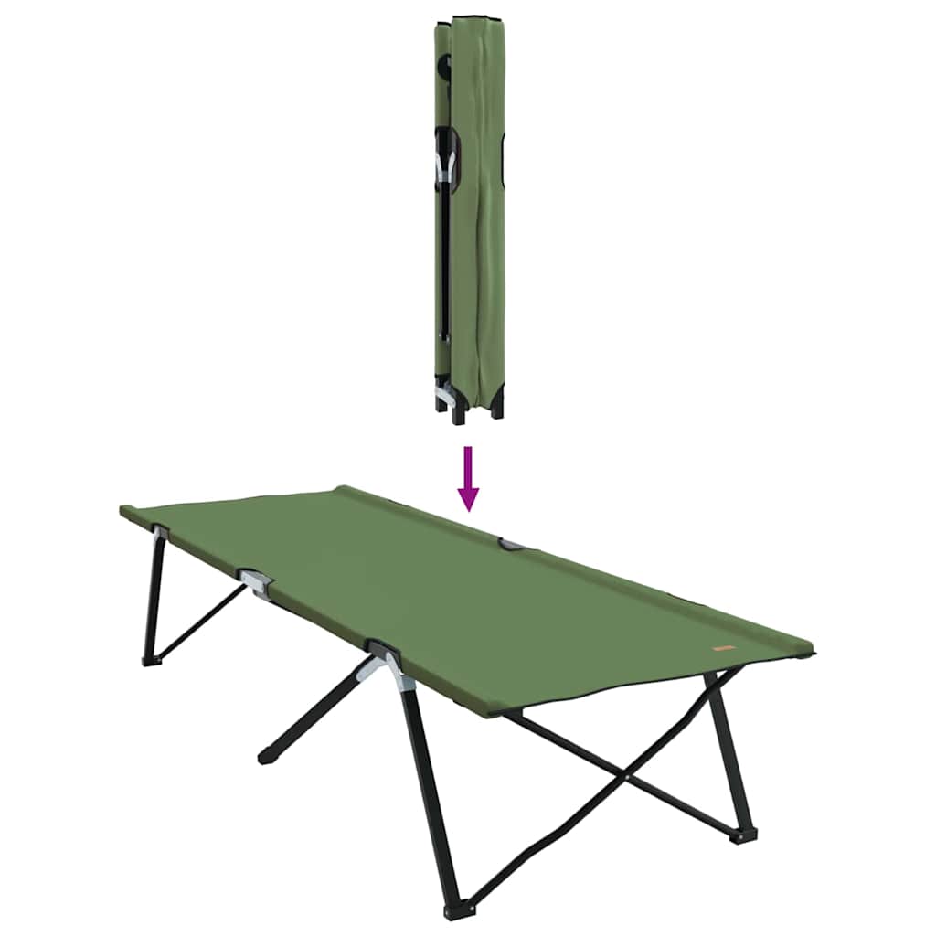 Folding Camping Bed Folding Manual 2 pcs Green 206 x 76 x 74 cm