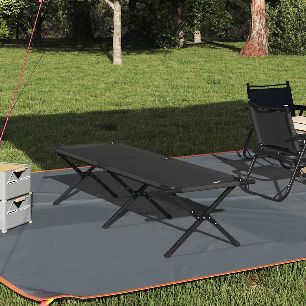 Folding Camping Bed Manual Black 193 x 69 x 45 cm Oxford fabric