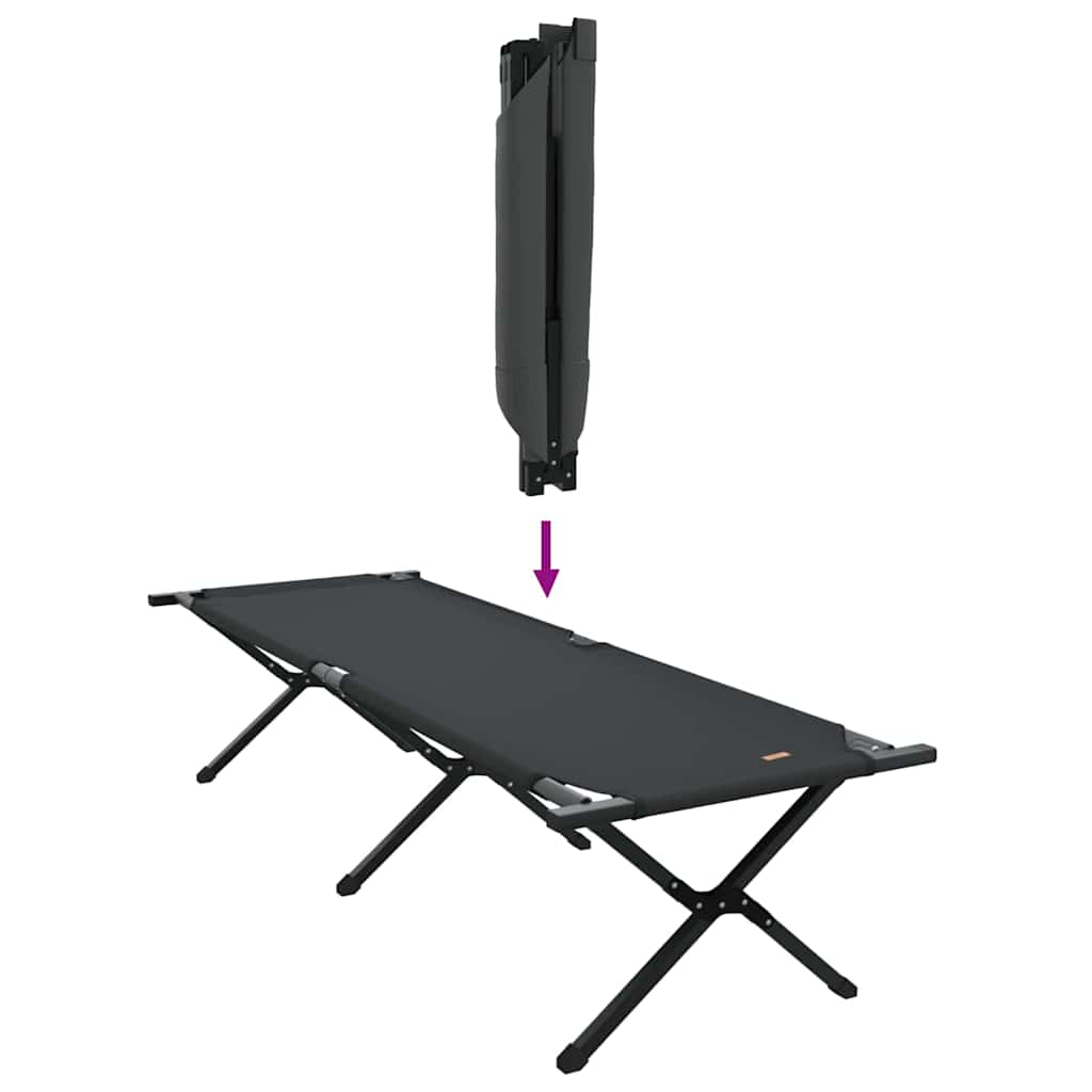 Folding Camping Bed Manual Black 193 x 69 x 45 cm Oxford fabric