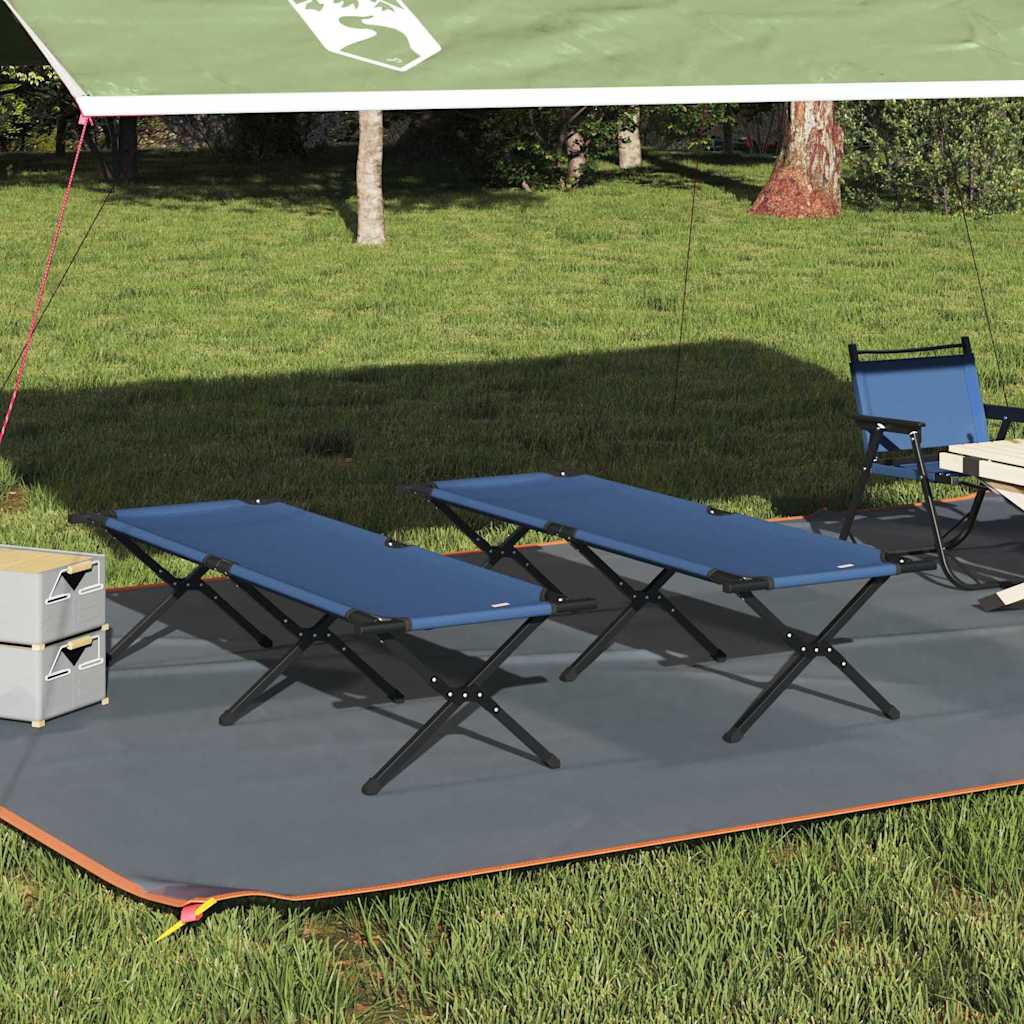 Folding Camping Bed 2 pcs Blue 193 x 69 x 45 cm Oxford fabric