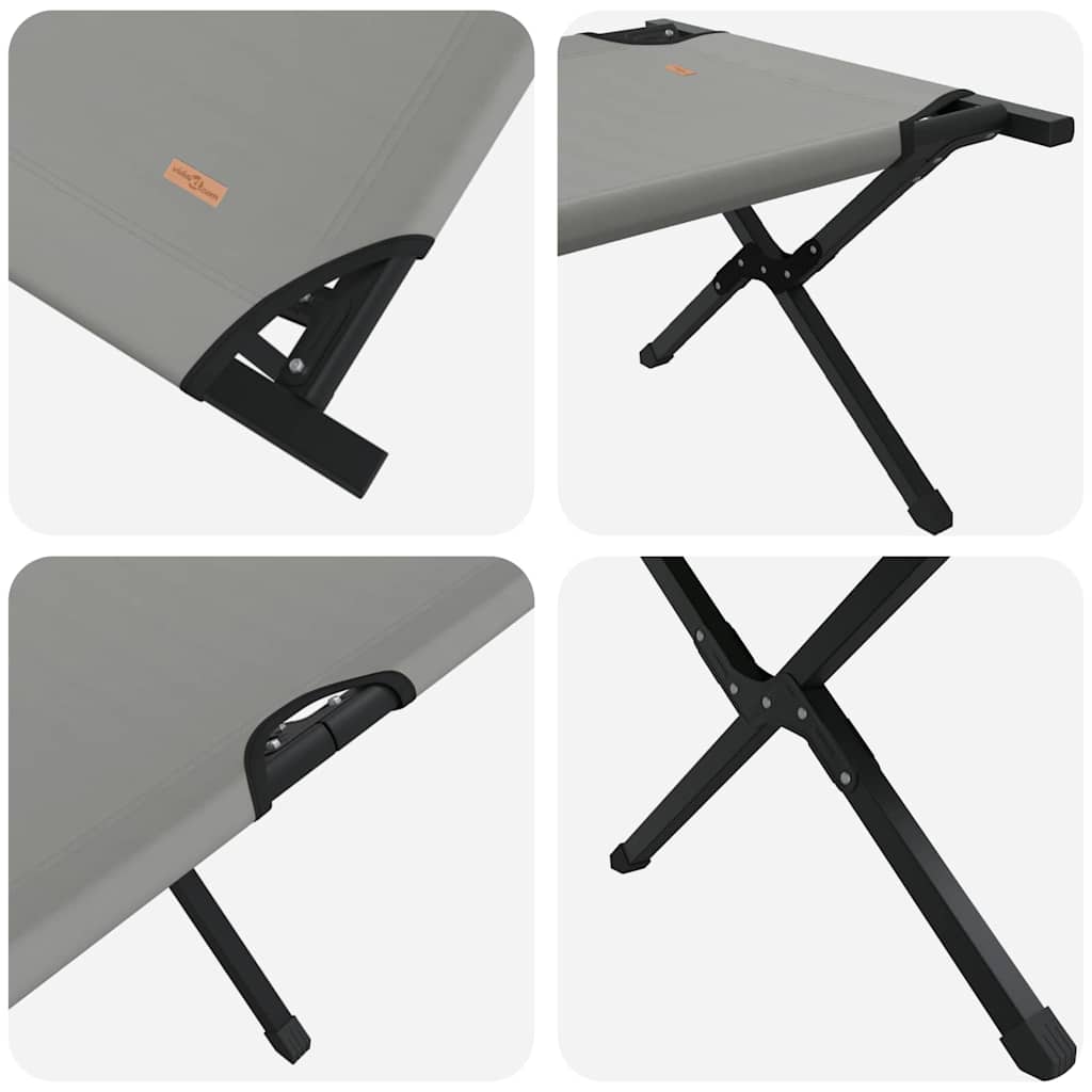 Folding Camping Bed 2 pcs Grey 193 x 69 x 45 cm Oxford fabric
