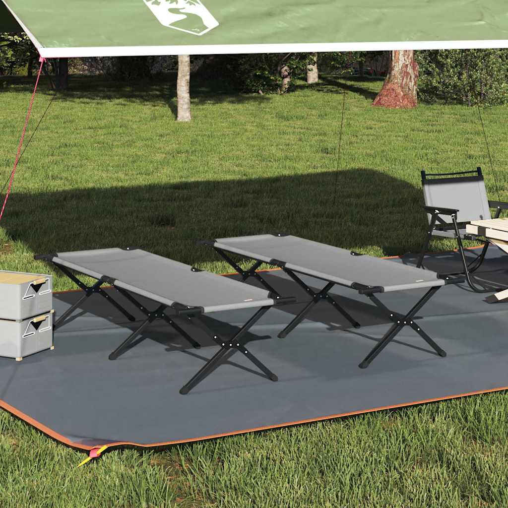 Folding Camping Bed 2 pcs Grey 193 x 69 x 45 cm Oxford fabric