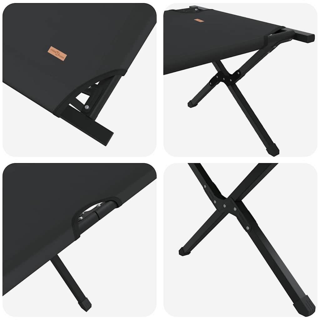 Folding Camping Bed Manual Black 210 x 80 x 46 cm Oxford fabric
