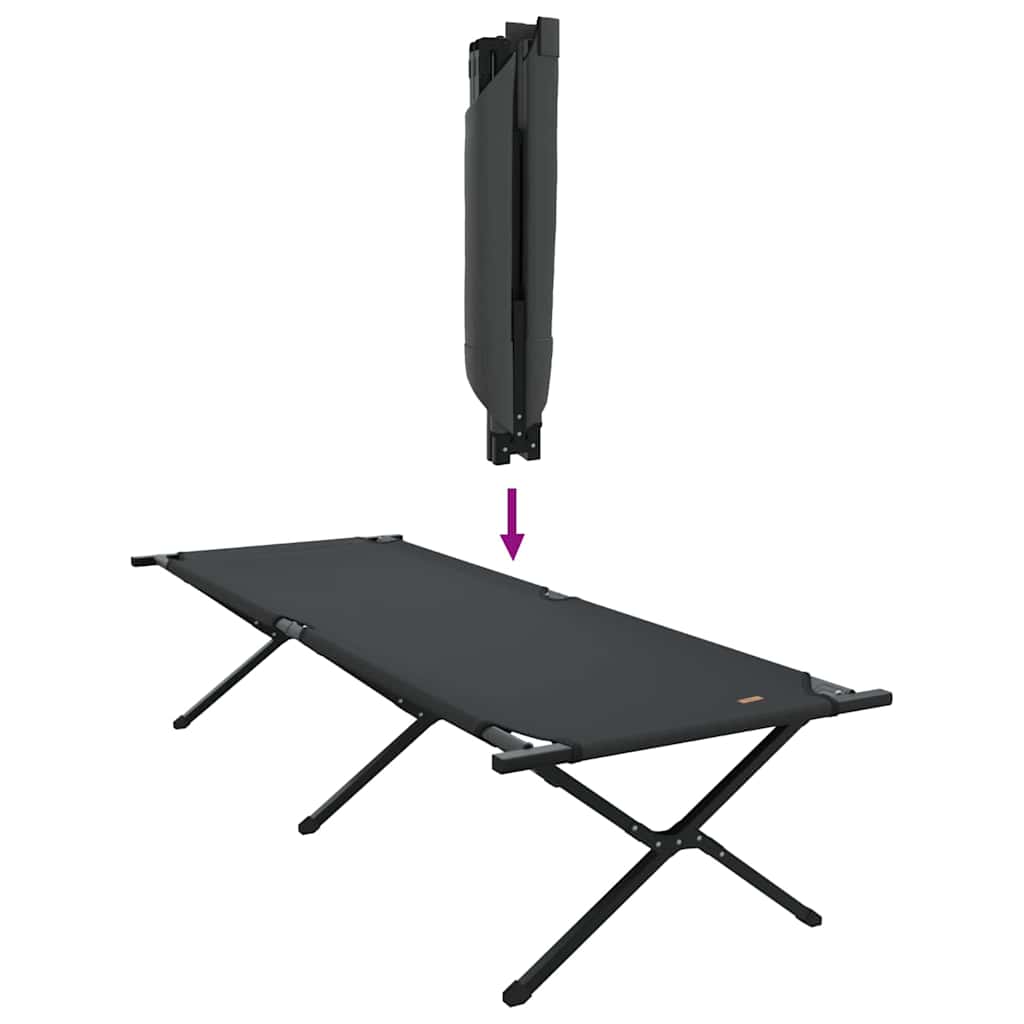 Folding Camping Bed Manual Black 210 x 80 x 46 cm Oxford fabric