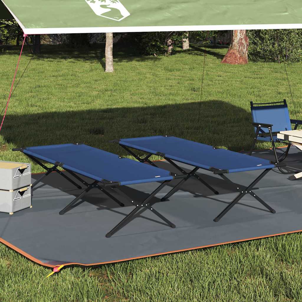 Folding Camping Bed 2 pcs Blue 210 x 80 x 46 cm Oxford fabric