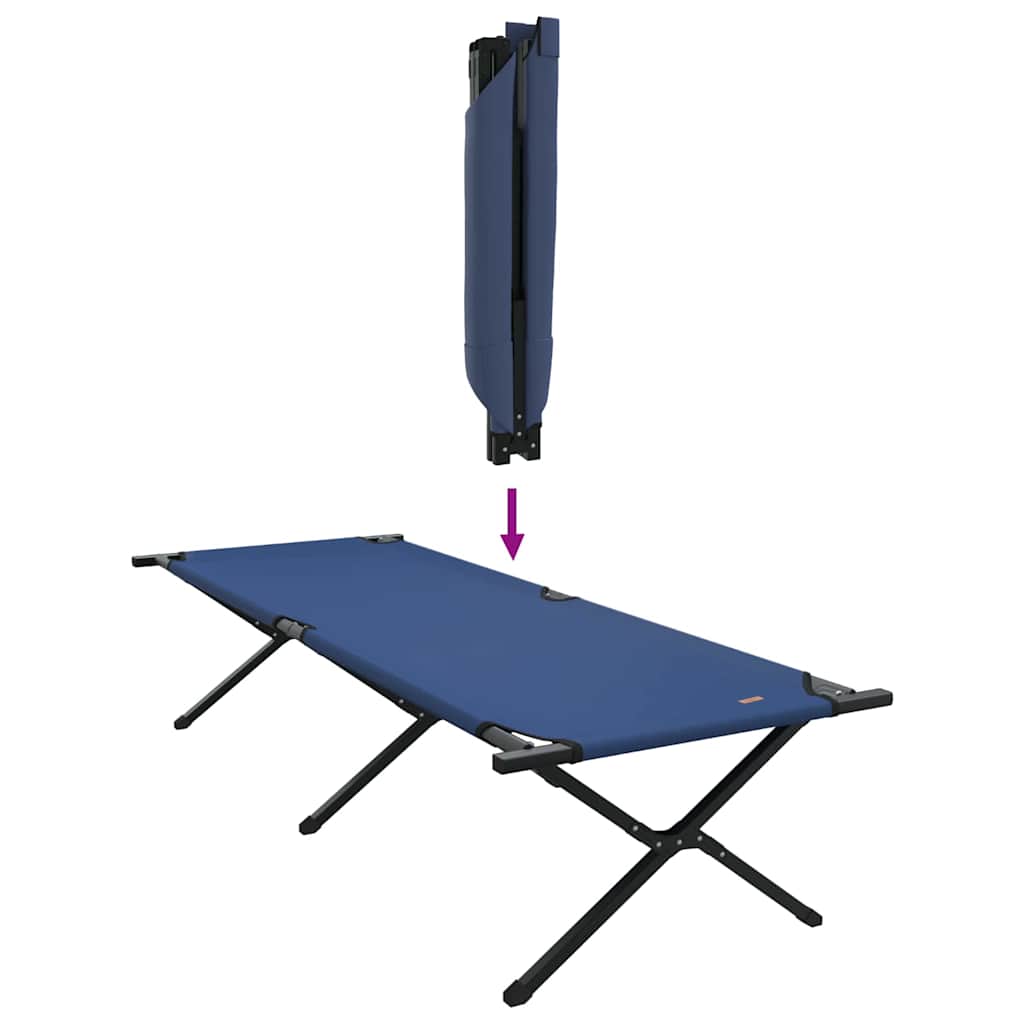 Folding Camping Bed 2 pcs Blue 210 x 80 x 46 cm Oxford fabric