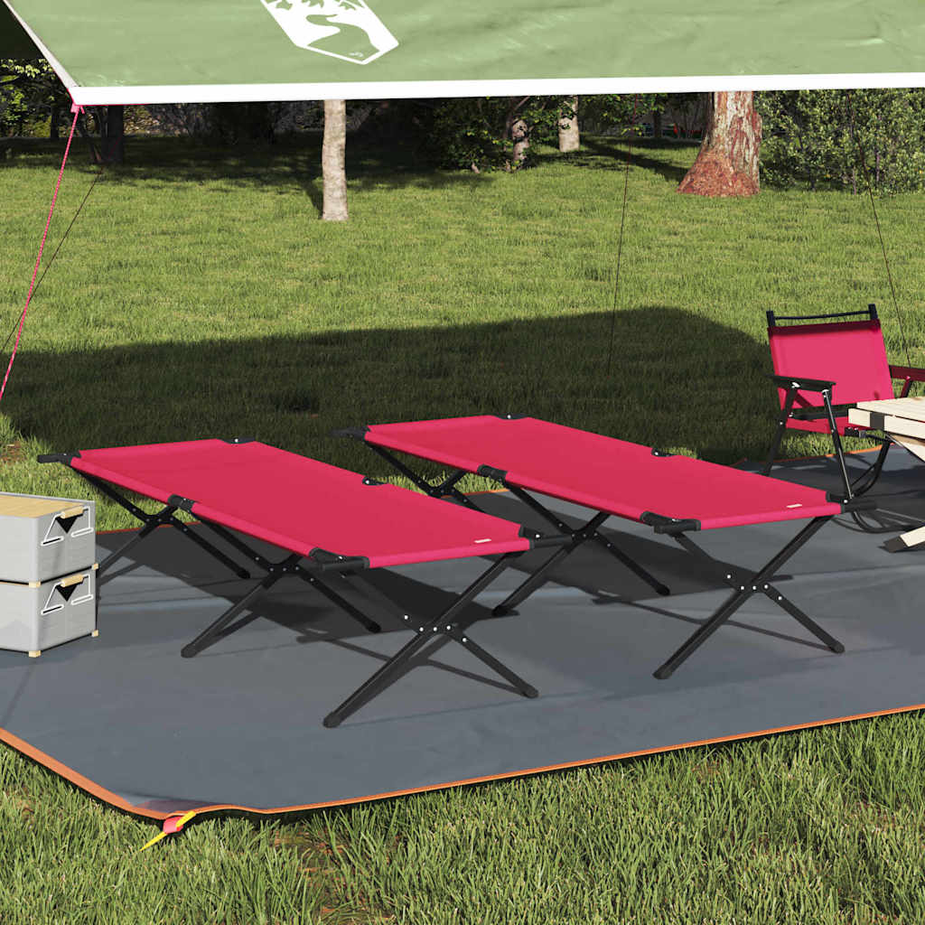 Folding Camping Bed 2 pcs Red 210 x 80 x 46 cm Oxford fabric