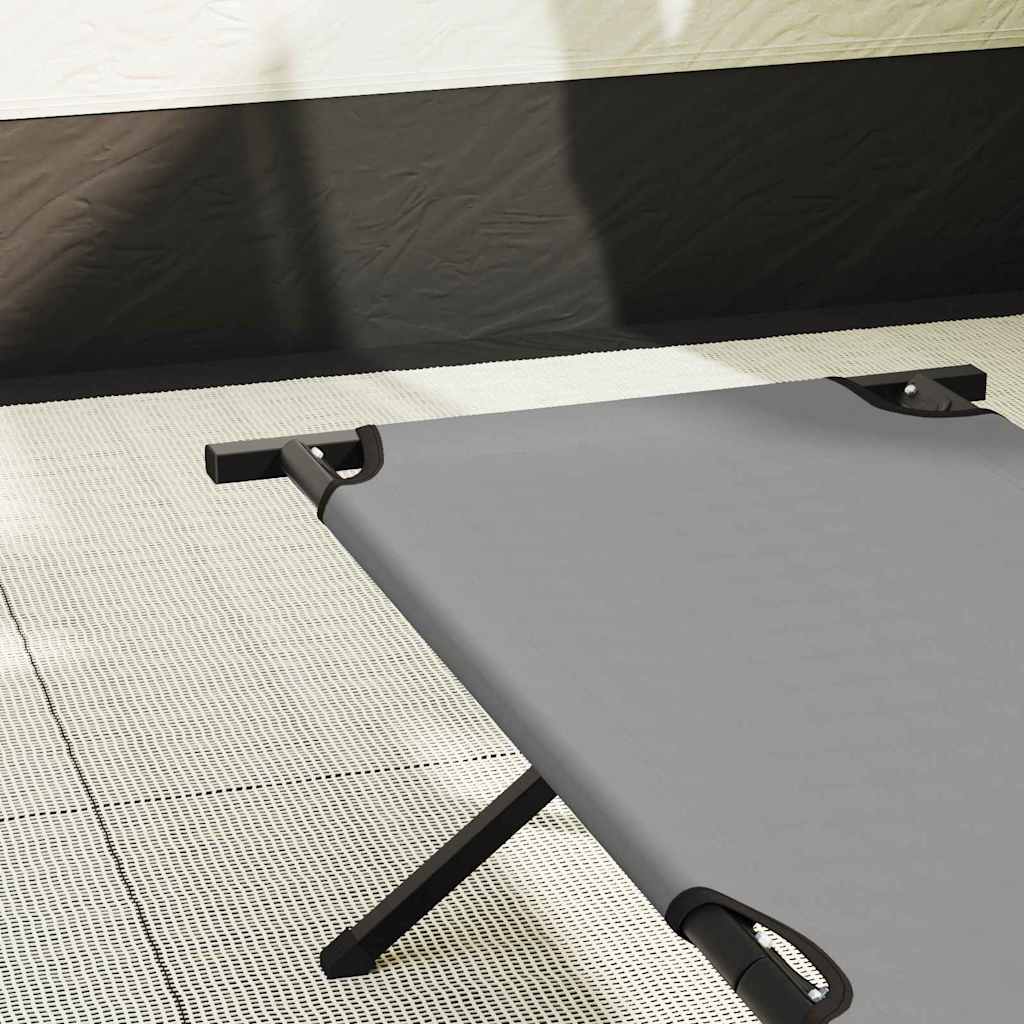 Folding Camping Bed 2 pcs Grey 210 x 80 x 46 cm Oxford fabric