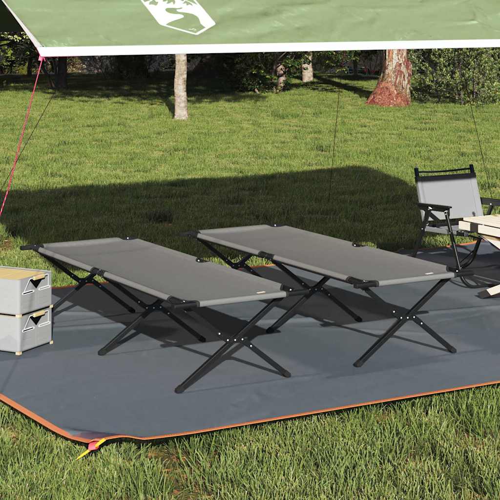 Folding Camping Bed 2 pcs Grey 210 x 80 x 46 cm Oxford fabric