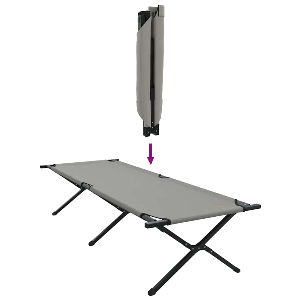 Folding Camping Bed 2 pcs Grey 210 x 80 x 46 cm Oxford fabric