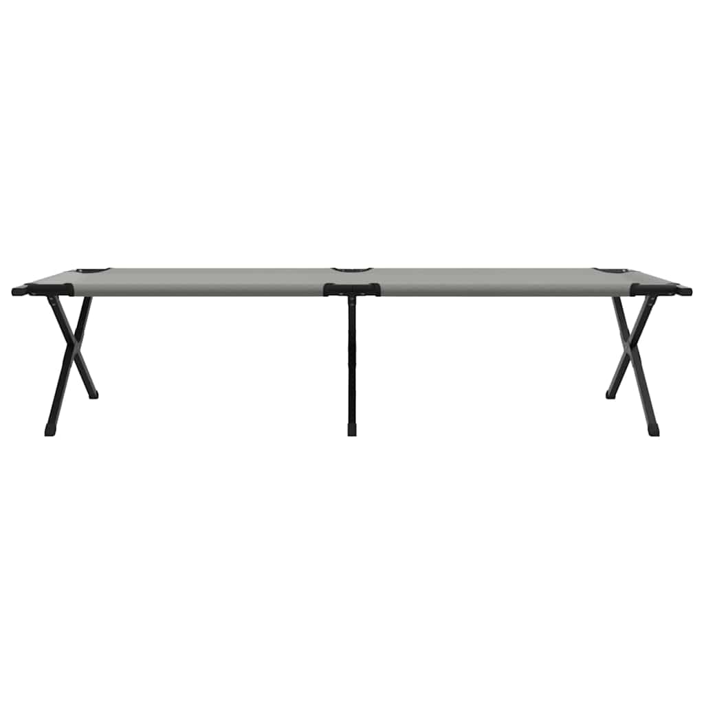 Folding Camping Bed 2 pcs Grey 210 x 80 x 46 cm Oxford fabric
