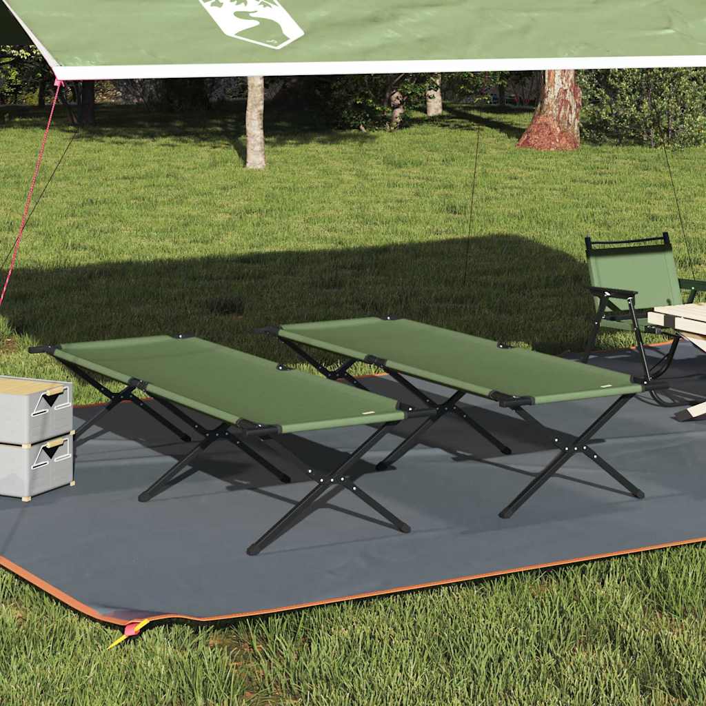 Folding Camping Bed 2 pcs Green 210 x 80 x 46 cm Oxford fabric