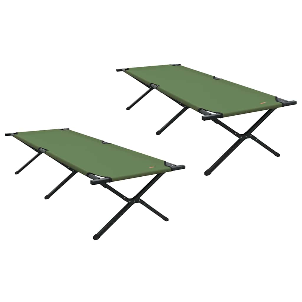 Folding Camping Bed 2 pcs Green 210 x 80 x 46 cm Oxford fabric