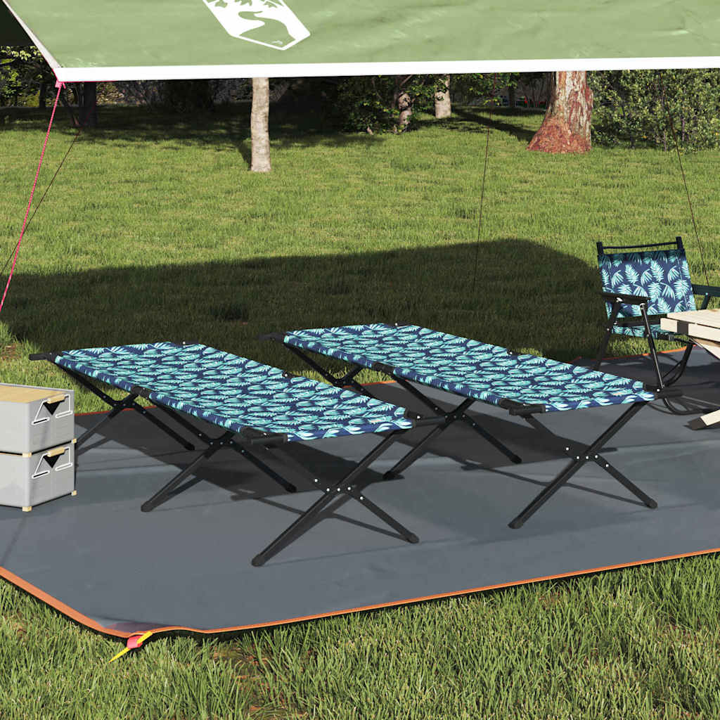 Folding Camping Bed 2 pcs Forest 210 x 80 x 46 cm Oxford fabric