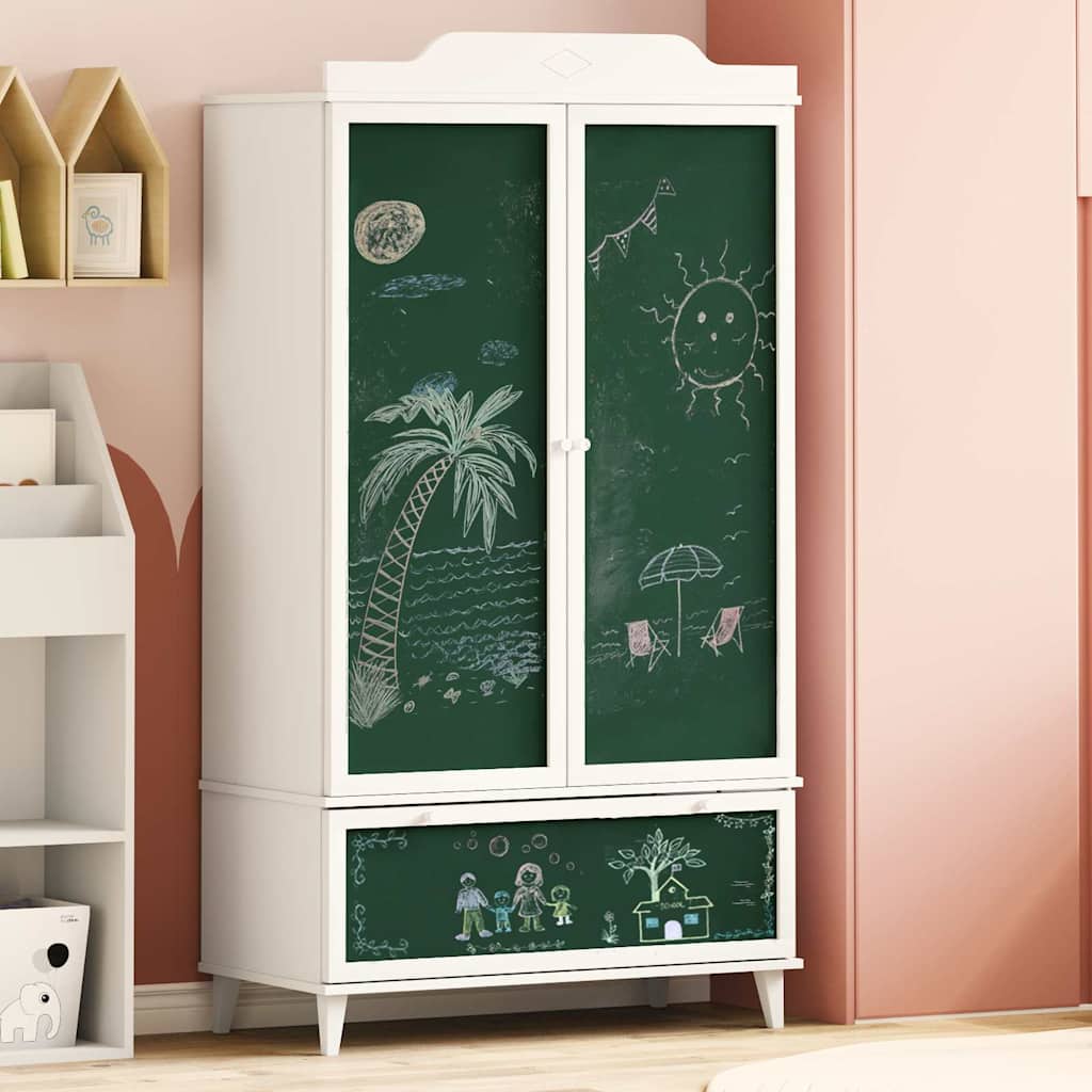 Chalkboard Wardrobe with Drawer ROROS White 90 x 45 x 165 cm