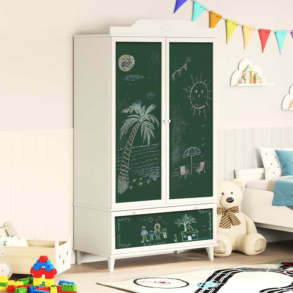 Chalkboard Wardrobe with Drawer ROROS White 90 x 45 x 165 cm