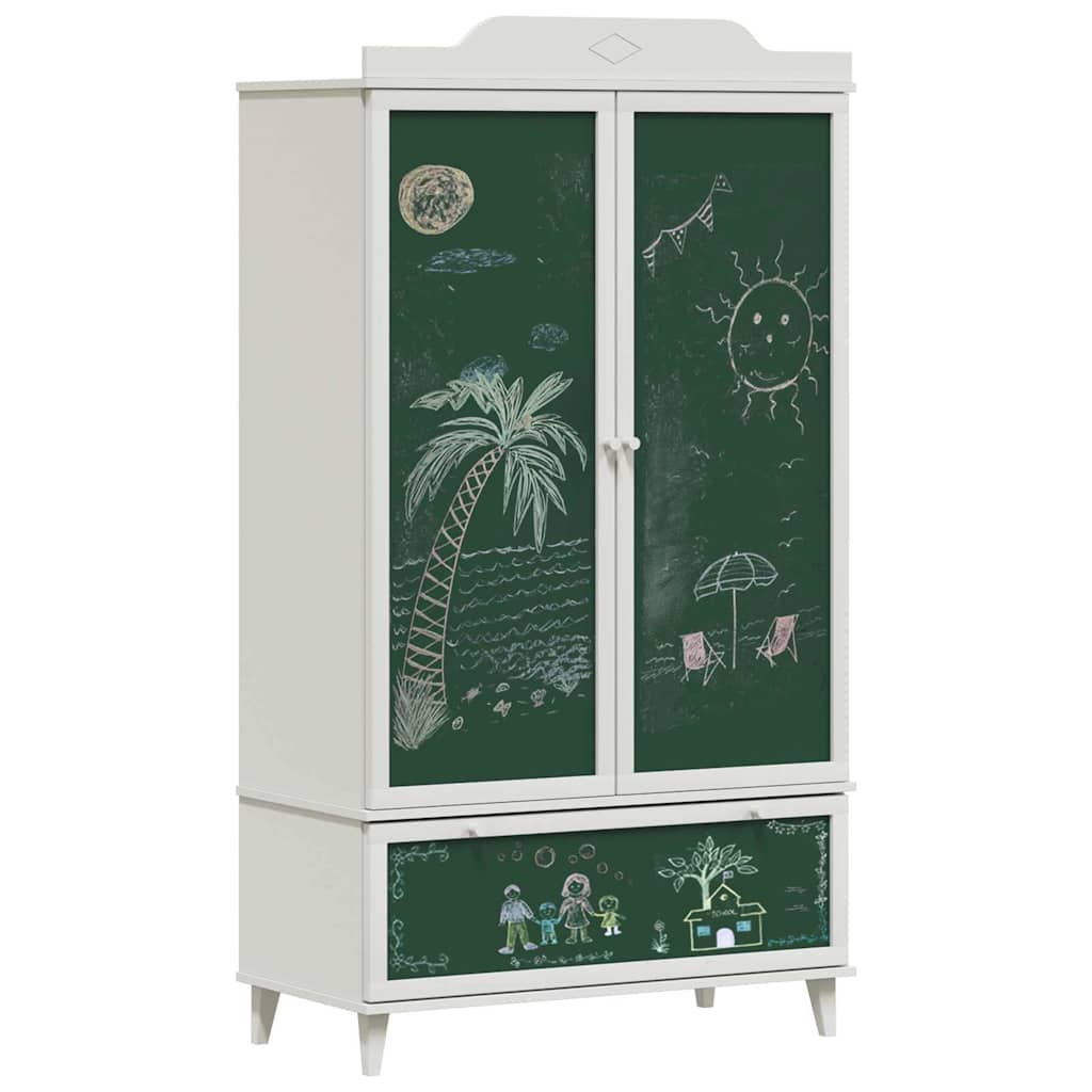 Chalkboard Wardrobe with Drawer ROROS White 90 x 45 x 165 cm