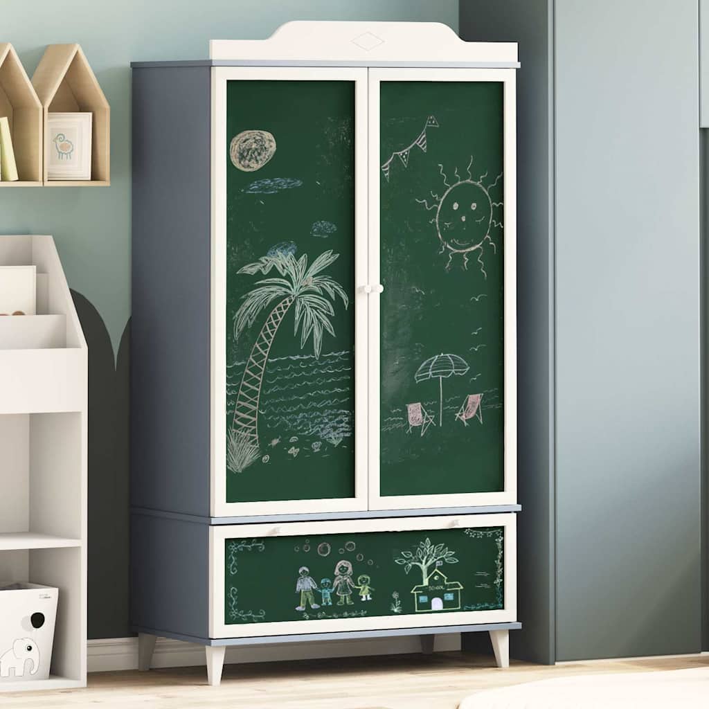 Chalkboard Wardrobe ROROS Grey and White 90 x 45 x 165 cm