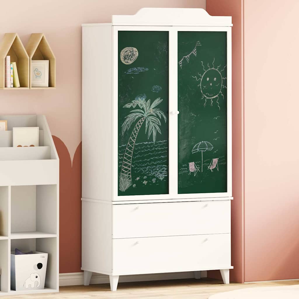 Chalkboard Wardrobe with Drawer ROROS White 90 x 45 x 180 cm