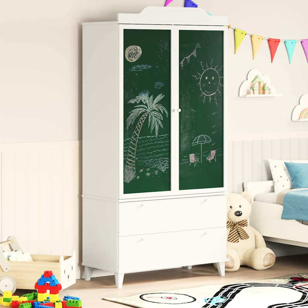 Chalkboard Wardrobe with Drawer ROROS White 90 x 45 x 180 cm