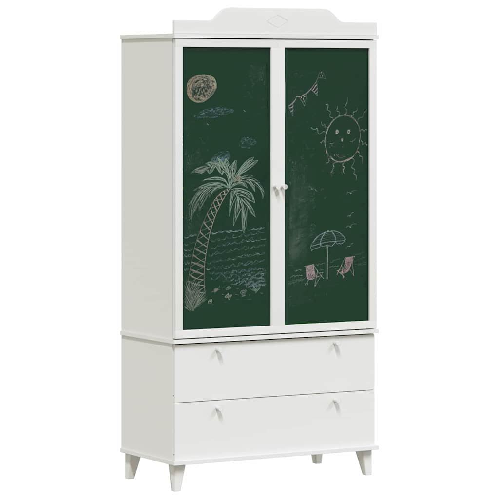 Chalkboard Wardrobe with Drawer ROROS White 90 x 45 x 180 cm