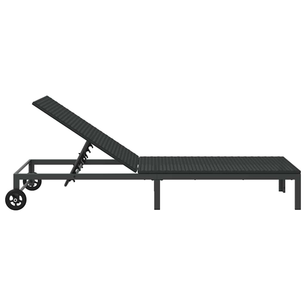 Sunbed Poly Rattan Black