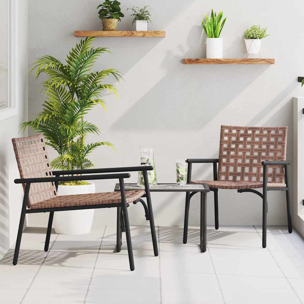 Garden Chair 2 pcs Brown 78 x 55.5 x 75.5 cm Poly Rattan