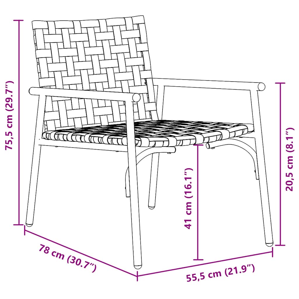 Garden Chair 2 pcs Brown 78 x 55.5 x 75.5 cm Poly Rattan