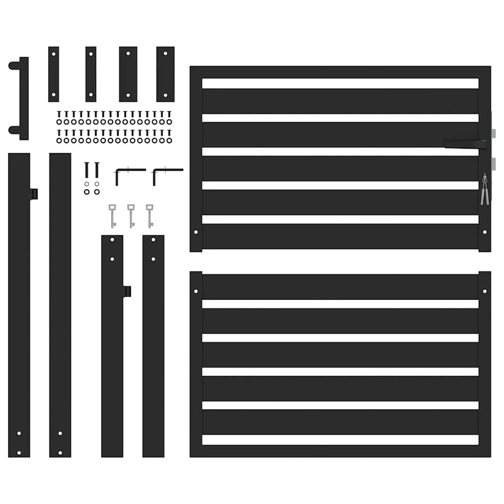 Garden Gate Lockable Black 100x100 cm Aluminium