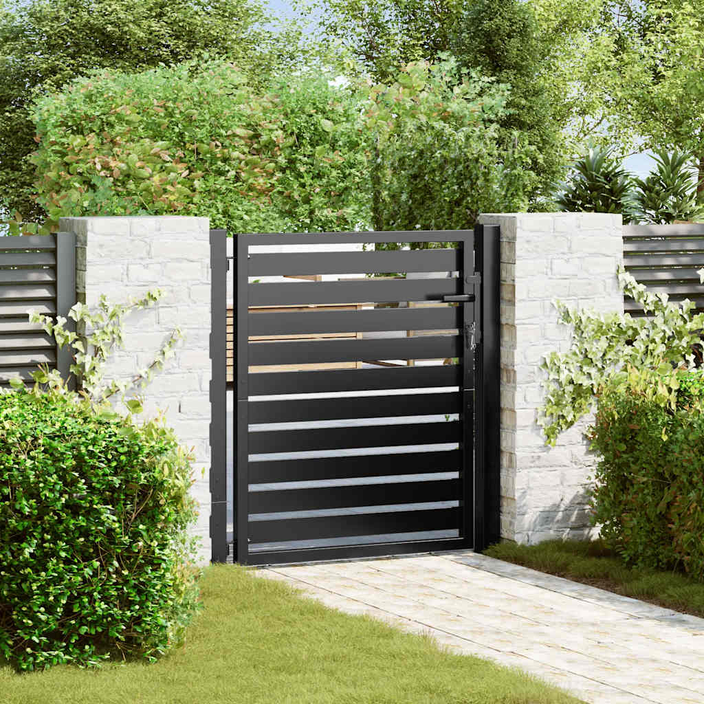 Garden Gate Lockable Black 100x100 cm Aluminium