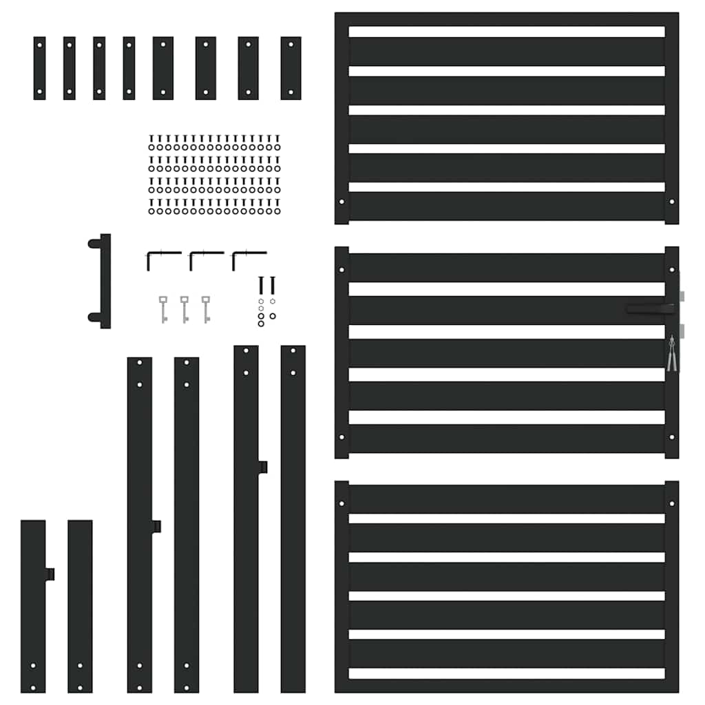 Garden Gate Lockable Black 100x150 cm Aluminium