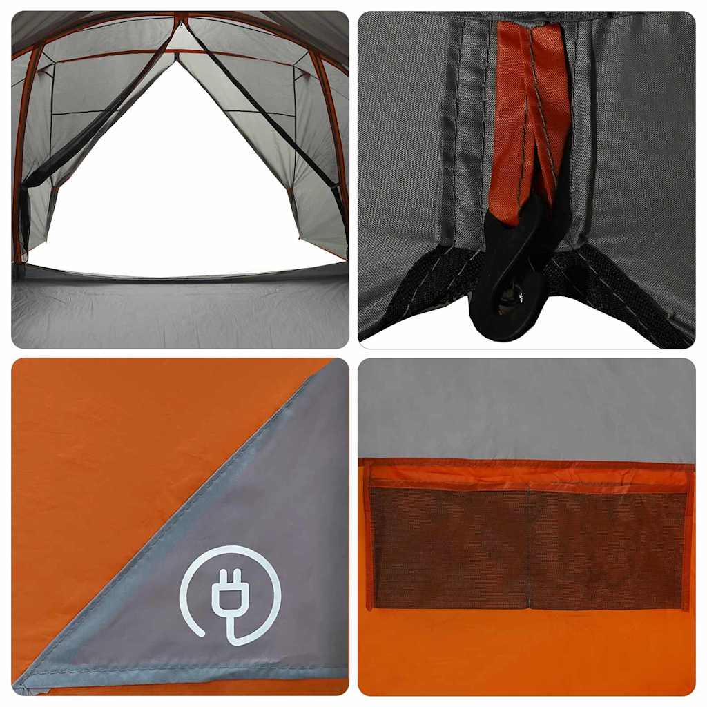 Dome Tent 6-Person with Roof Grey and Orange 500 x 314 x 206 cm