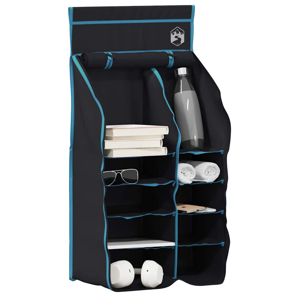 Hanging Tent Organizer 10 Pockets Black 40.5 x 25 x 80 cm