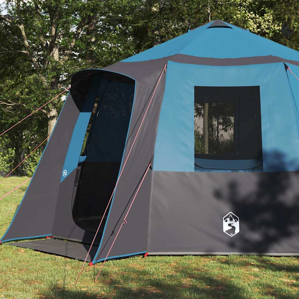 Cabin Tent 12-Person with Roof Blue and Grey 405 x 405 x 273 cm