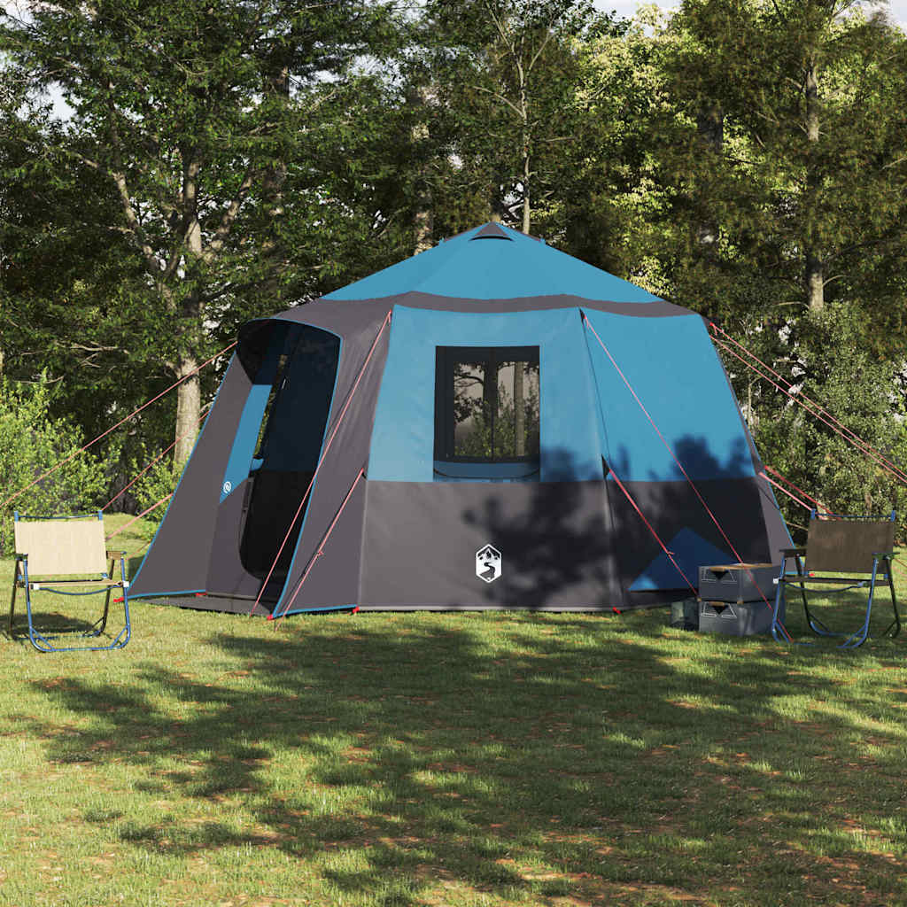 Cabin Tent 12-Person with Roof Blue and Grey 405 x 405 x 273 cm