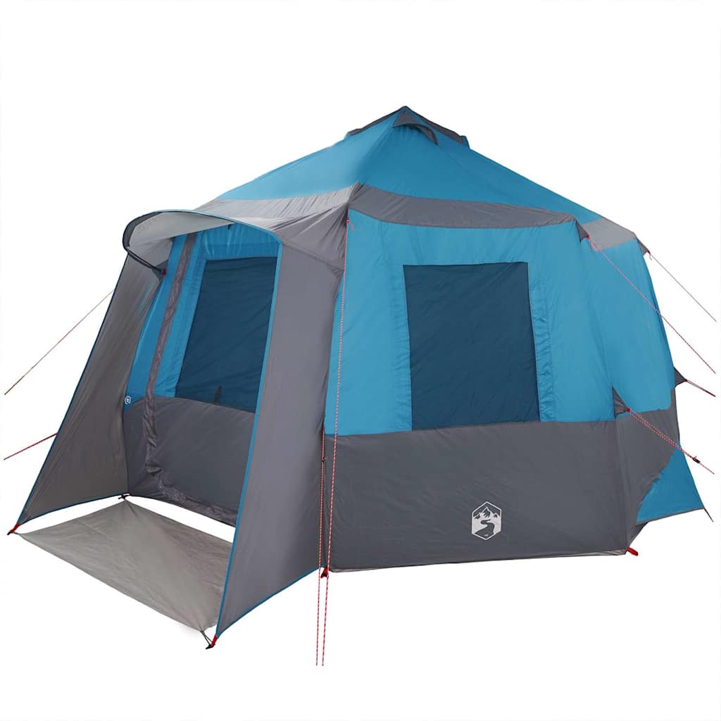Cabin Tent 12-Person with Roof Blue and Grey 405 x 405 x 273 cm