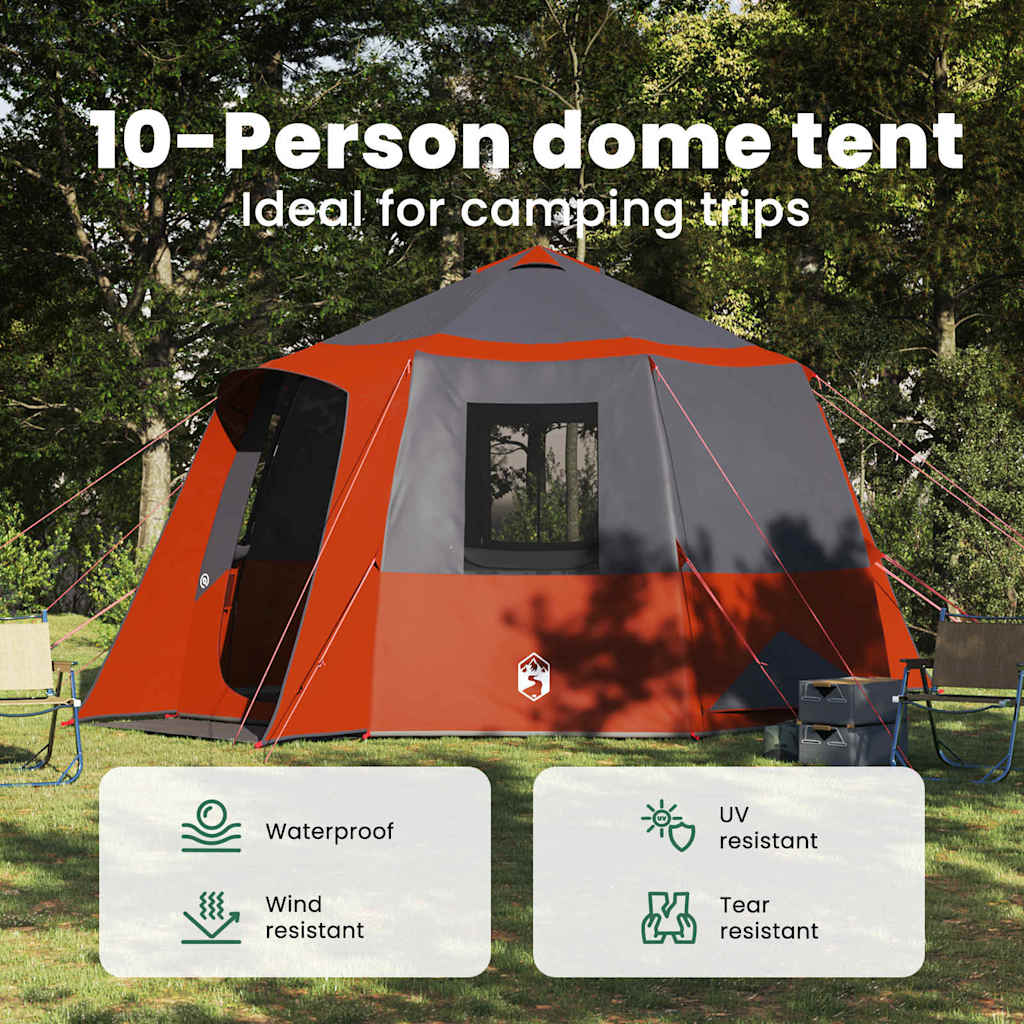 Cabin Tent 12-Person Grey and Orange 405 x 405 x 273 cm
