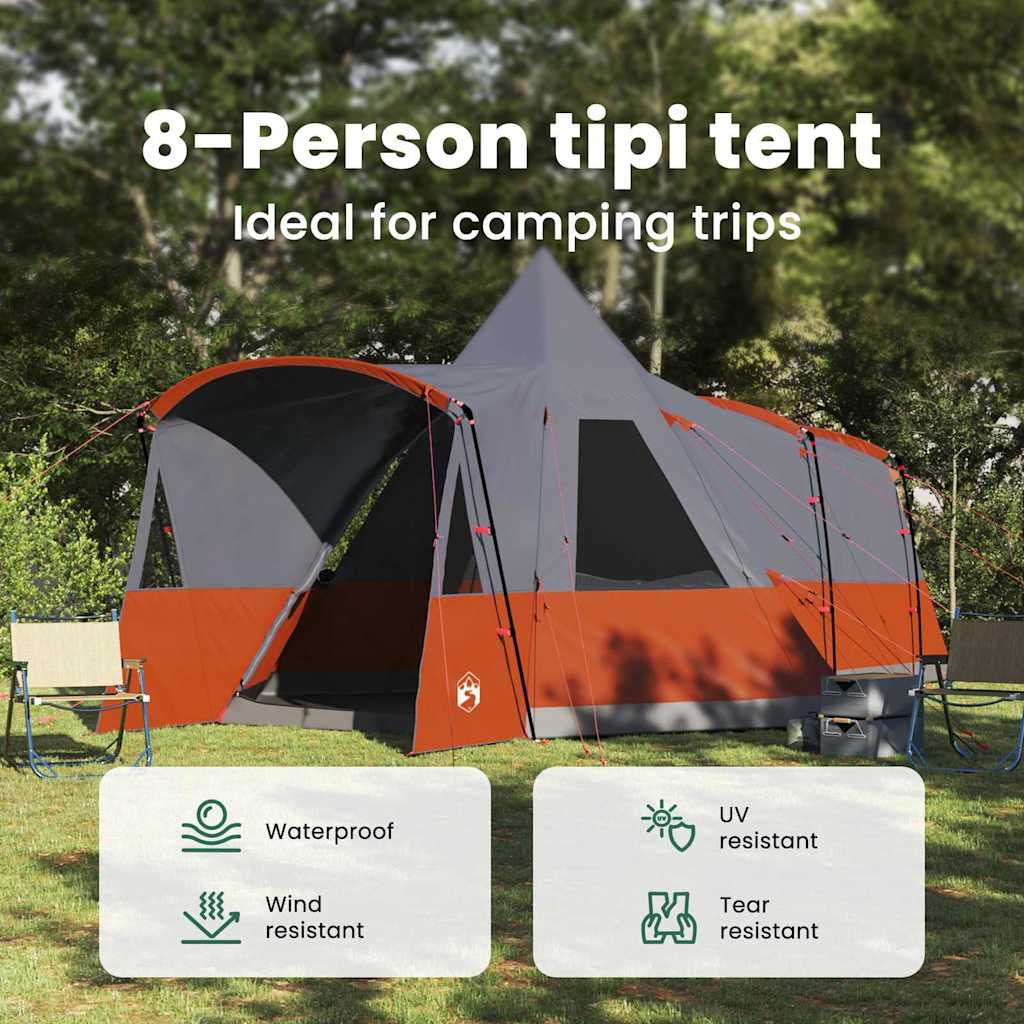 Teepee Tent 8-Person Grey and Orange 720 x 465 x 295 cm