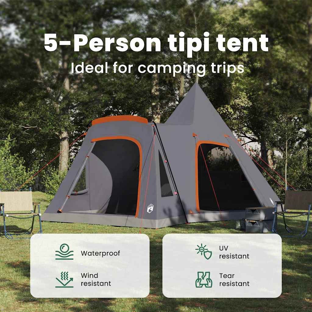 Teepee Tent 5-Person Grey and Orange 545 x 450 x 295 cm