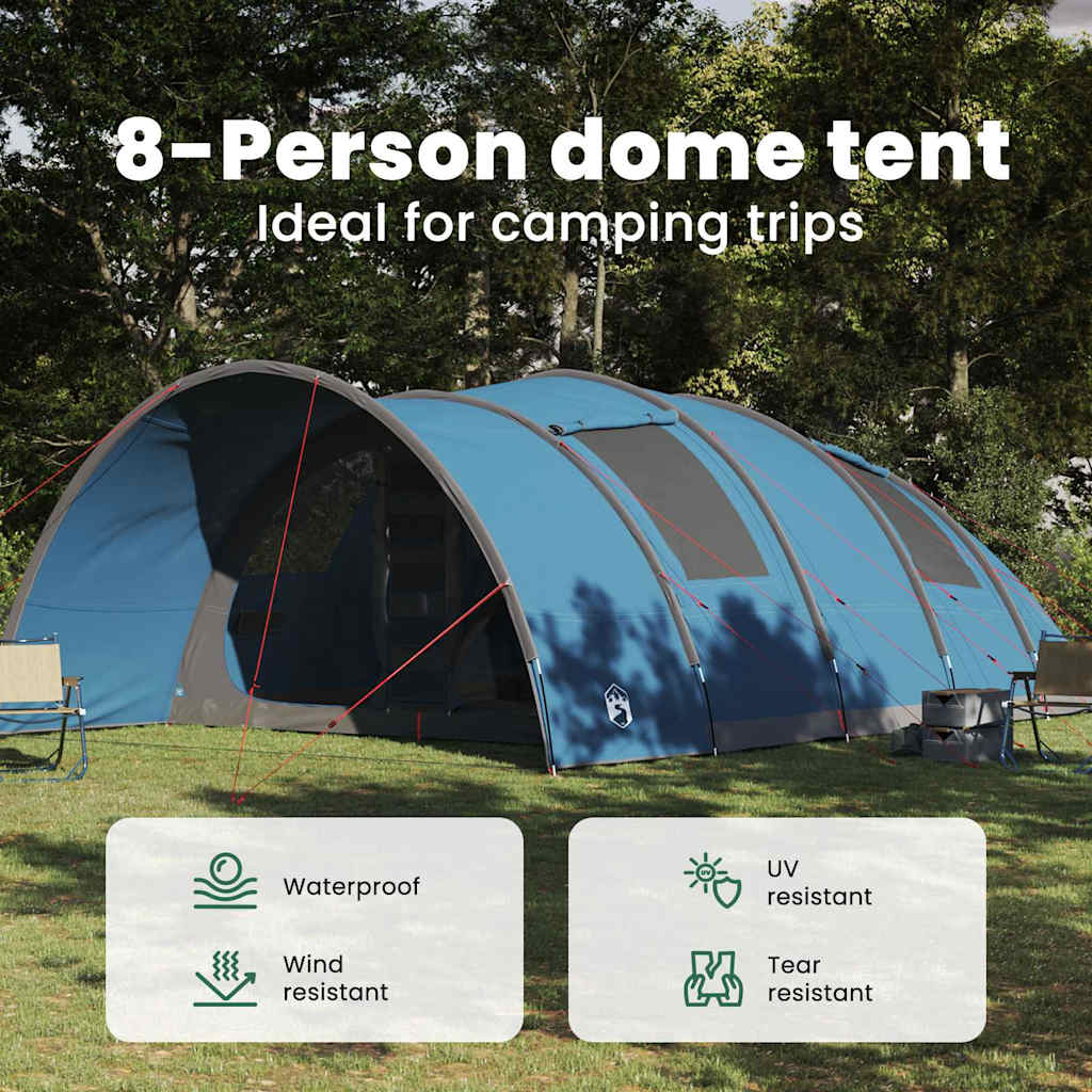 Tunnel Tent 8-Person with Roof Blue 710 x 460 x 245 cm