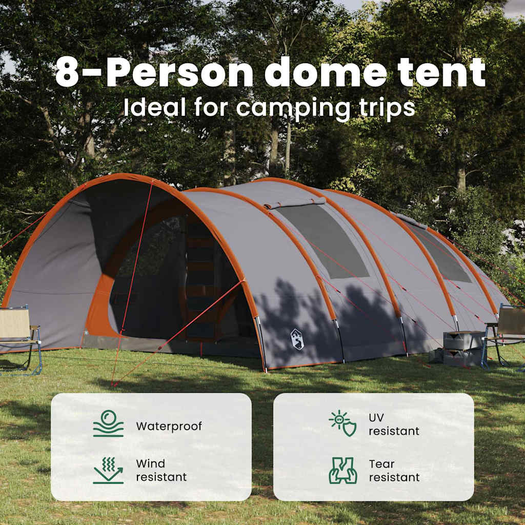 Tunnel Tent 8-Person Grey and Orange 710 x 460 x 245 cm