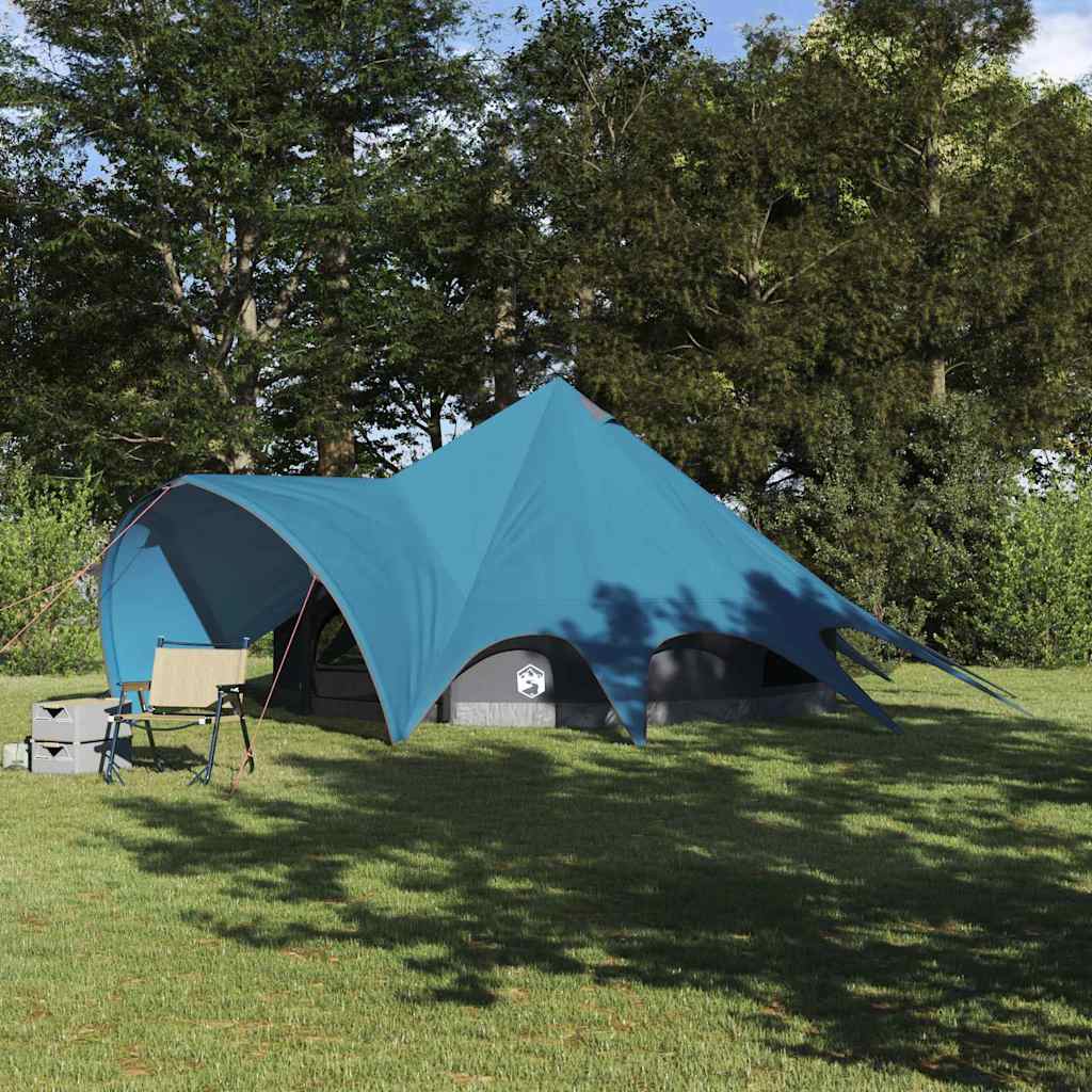Teepee Tent 5-Person with Roof Blue and Grey 415 x 415 x 247 cm