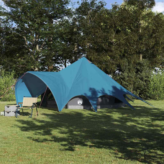 Teepee Tent 5-Person with Roof Blue and Grey 415 x 415 x 247 cm
