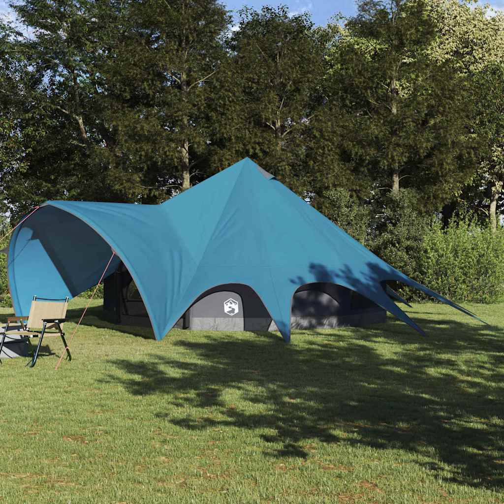 Teepee Tent 9-Person with Roof Blue and Grey 502 x 502 x 297 cm