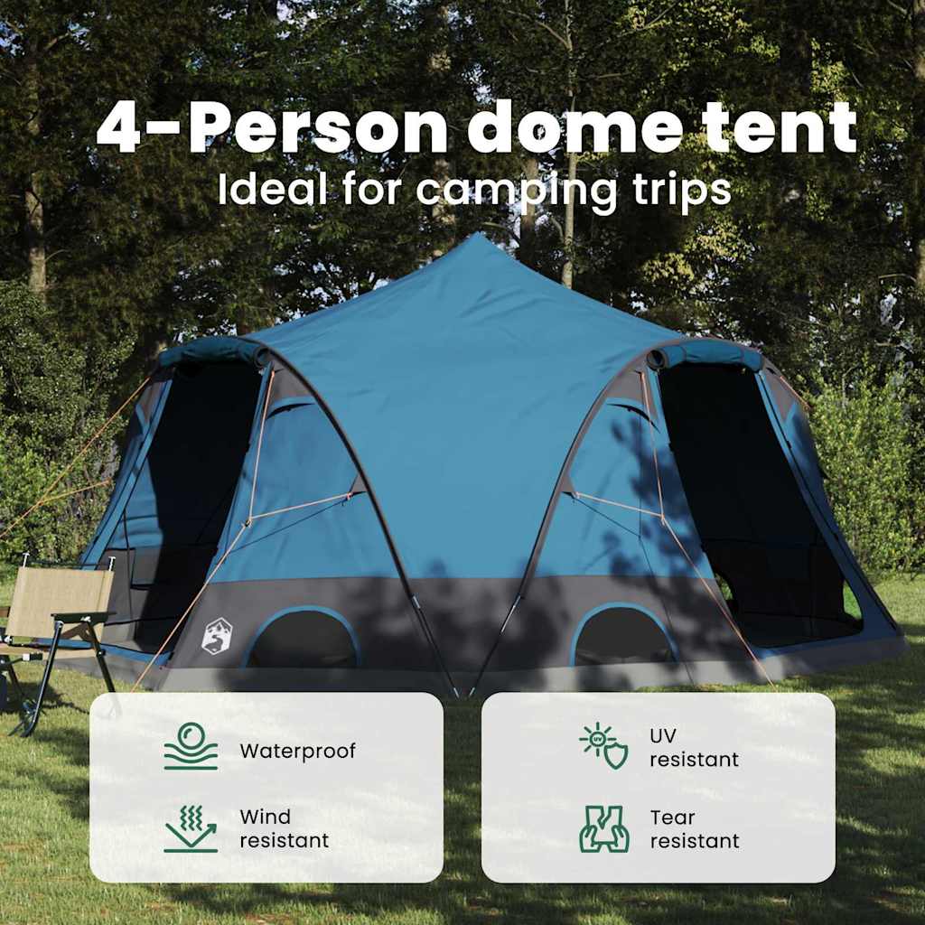 Dome Tent 4-Person with Roof Blue 505 x 450 x 248 cm