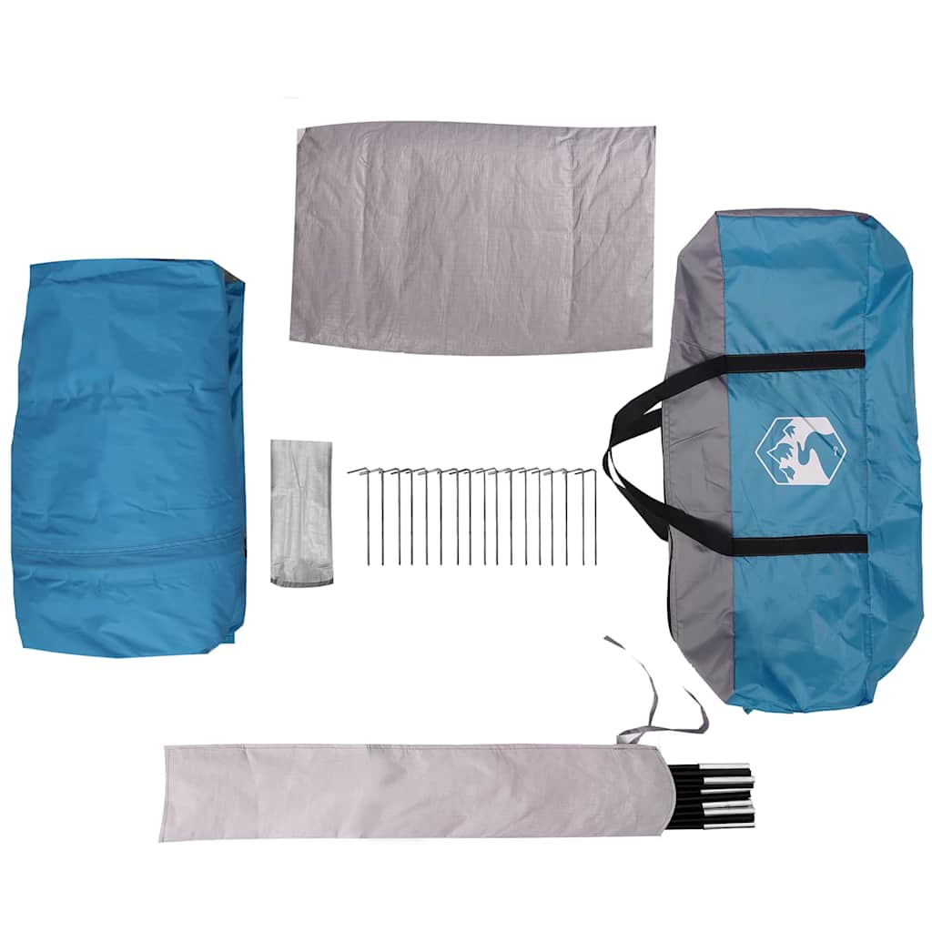 Cabin Tent 7-Person with Roof Blue 400 x 350 x 212 cm