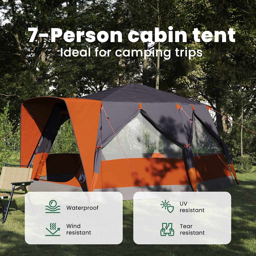 Cabin Tent 7-Person Grey and Orange 400 x 350 x 212 cm