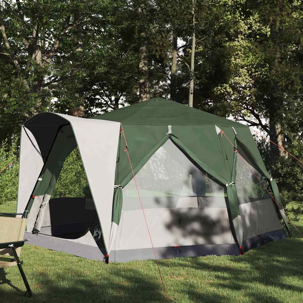 Cabin Tent 5-Person Green and White 333 x 317 x 194 cm