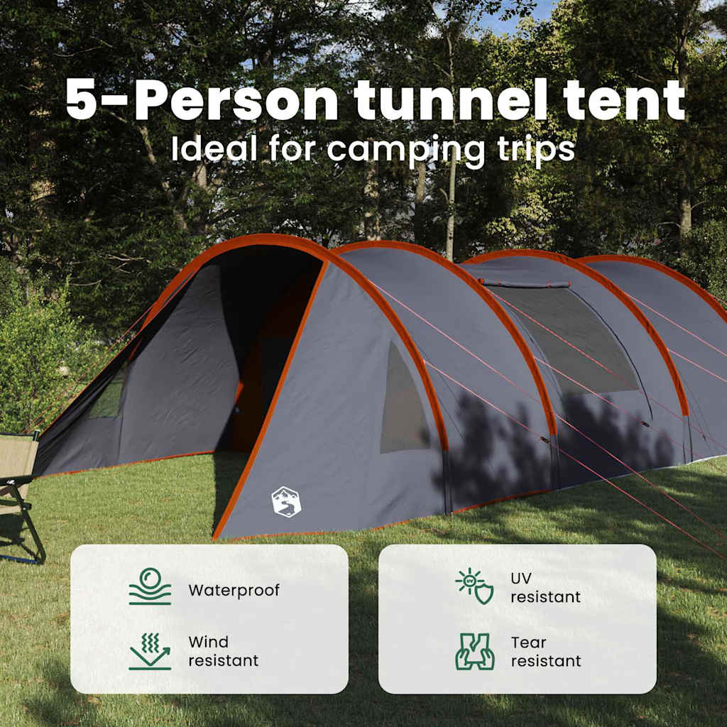 Tunnel Tent 5-Person Grey and Orange 805 x 405 x 211 cm